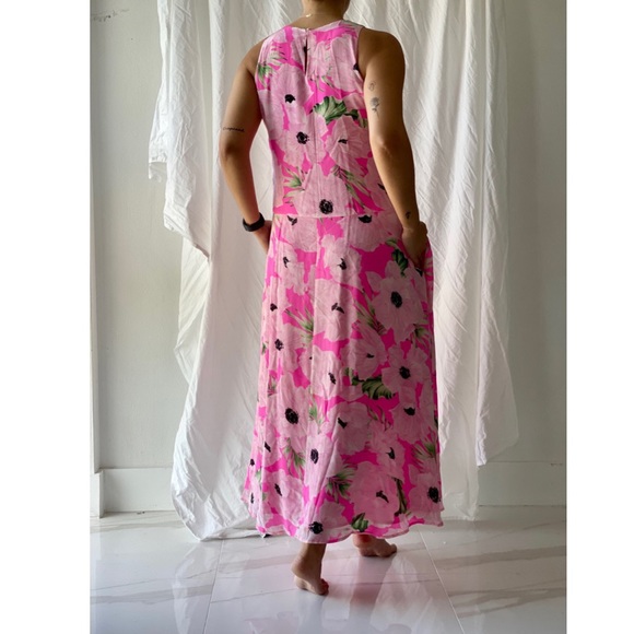 French Connection Pink Floral Silk Maxi Dress - 6 - Picture 2 of 6